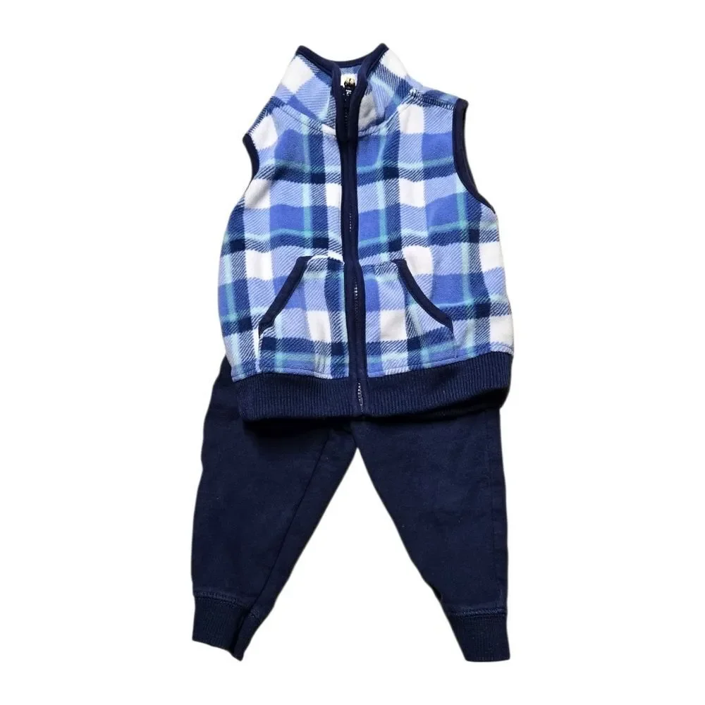 Carter’s 9M Matching Baby Boy Fleece Vest & Sweatpants Set Cozy 2-Piece Outfit